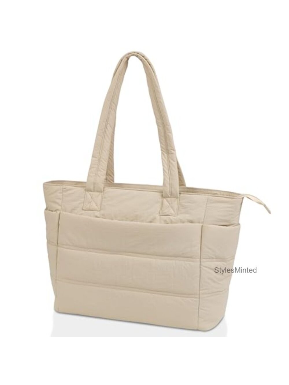 Puffer Tote Bag for Women, Lightweight Nylon Travel Work Gym Shoulder Handbag
